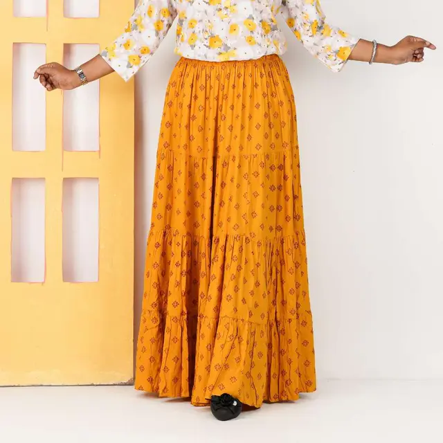 Mustard Yellow Linen Long Skirt
